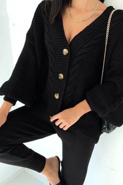 Fashion Solid Color V-neck Knit Set