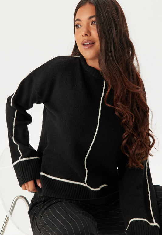 Contrast Stitch Knit Sweater | Relaxed Fit