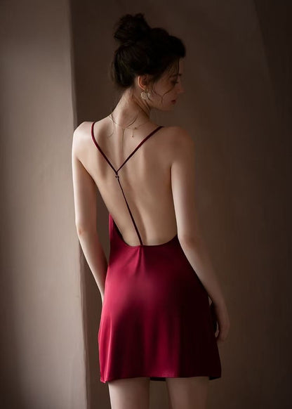 Scarlet Whisper - Backless Satin Nightdress