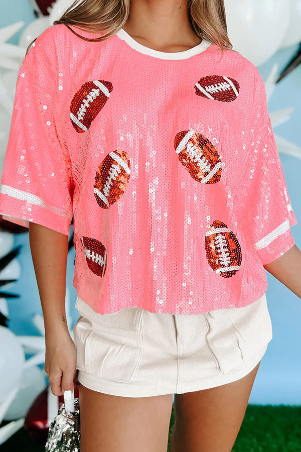 Llamativa camiseta navideña con lentejuelas 