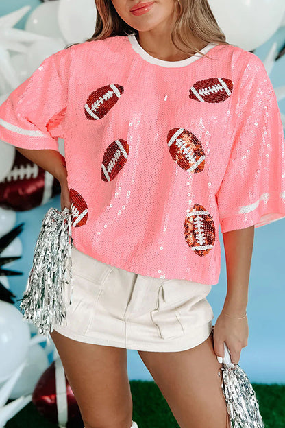 Llamativa camiseta navideña con lentejuelas 