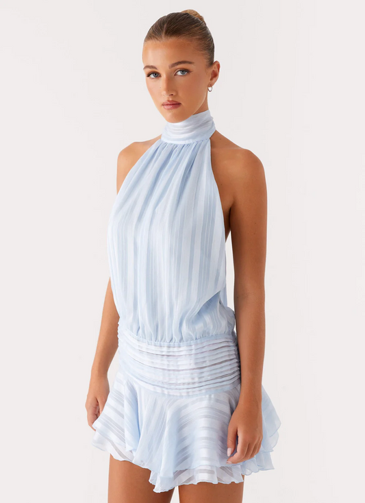 Sexy Sleeveless Backless Halter Jumpsuit Little Short Dress