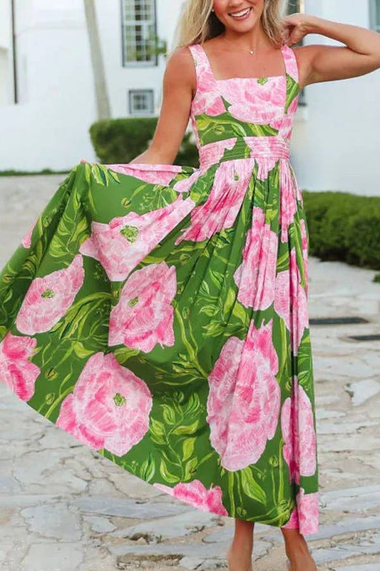 Elegante vestido con estampado floral para las fiestas