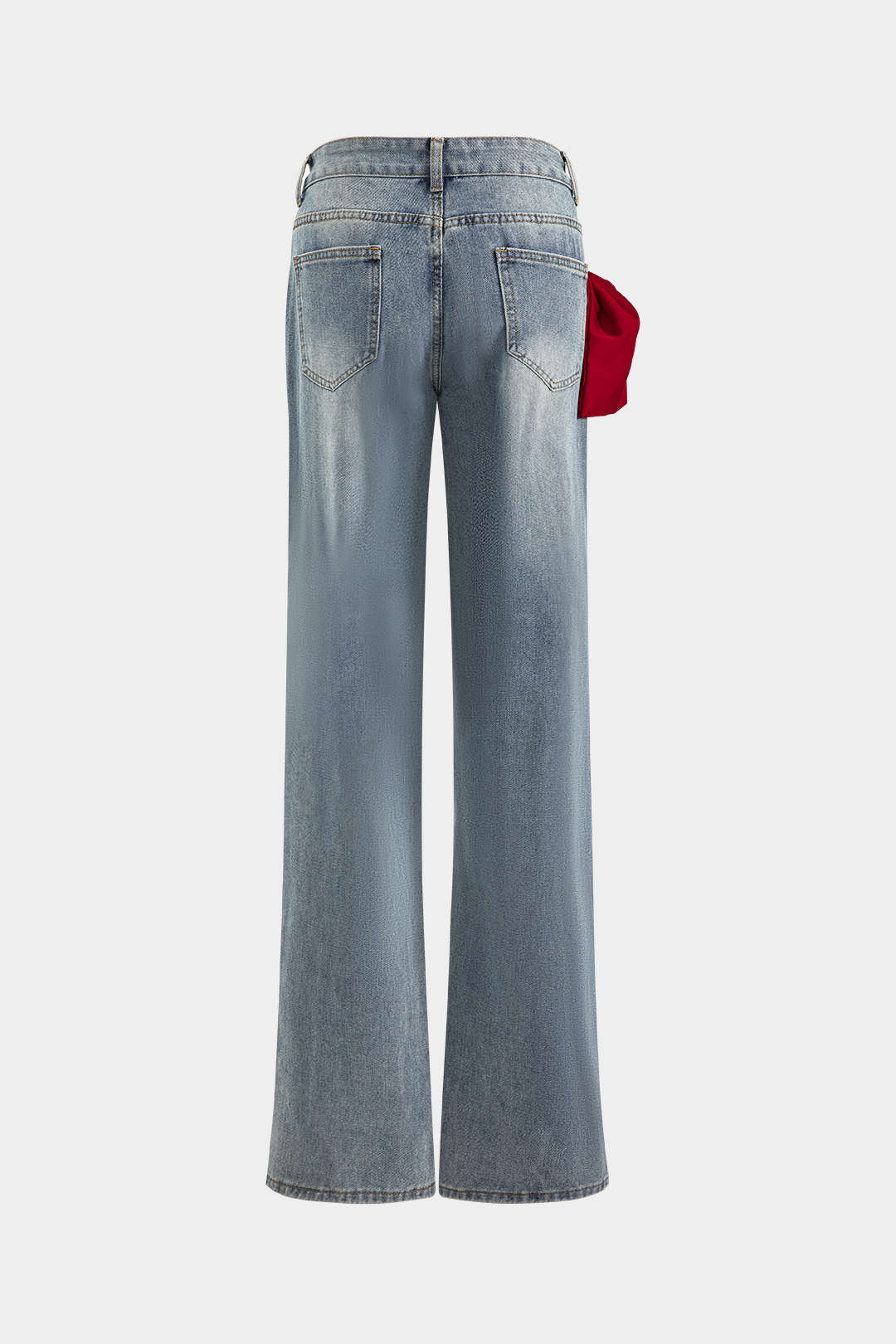 High-Waisted Side Ribbon Denim Pants