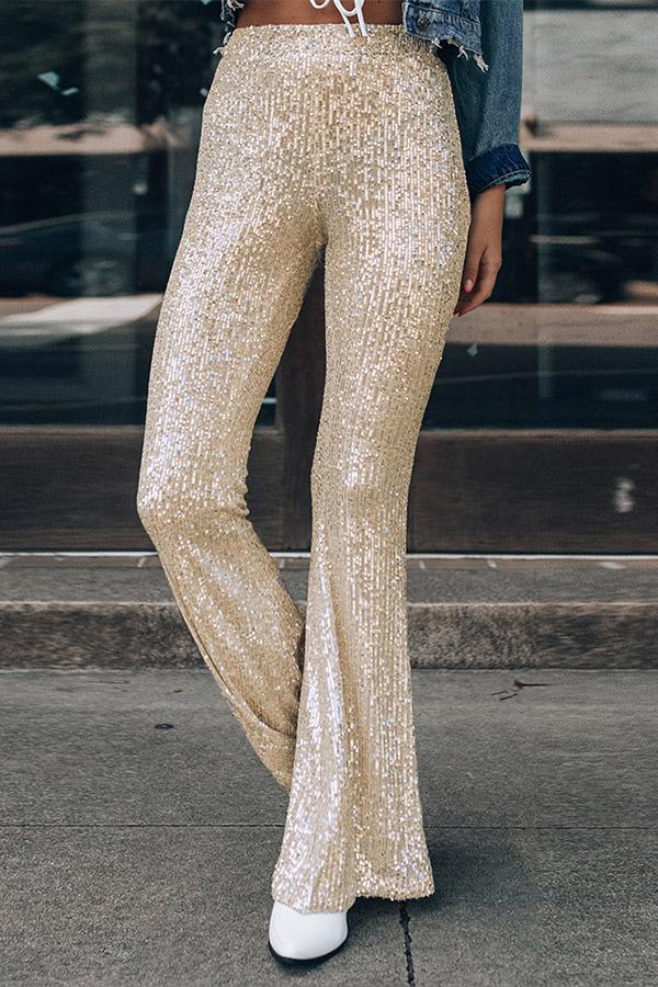 Sequin Flare Leg Pants