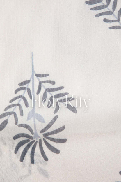 Printed V-neck Knot Front Blouse And Slit Hem Pants