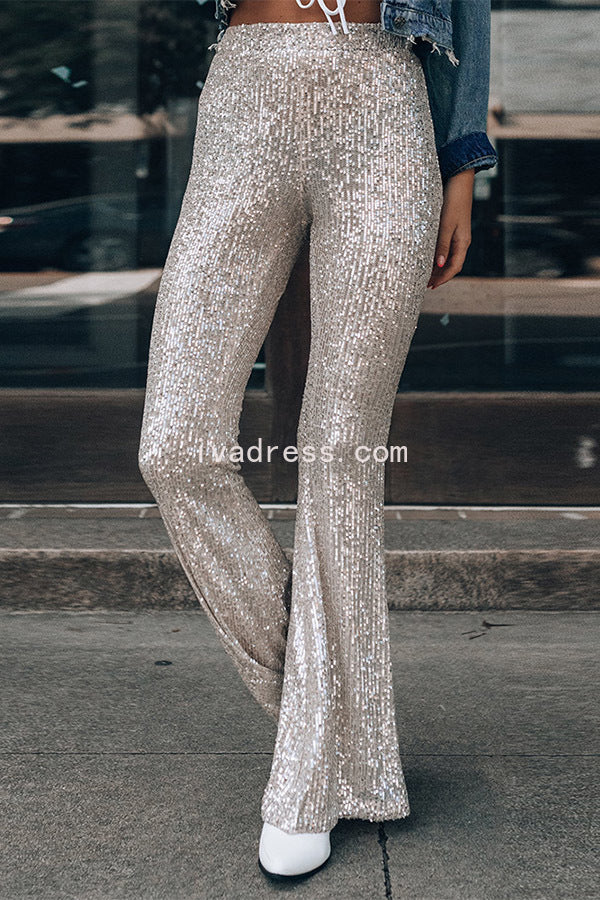 Sequin Flare Leg Pants