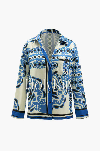Printed Chest Pocket Long Sleeve Shirt