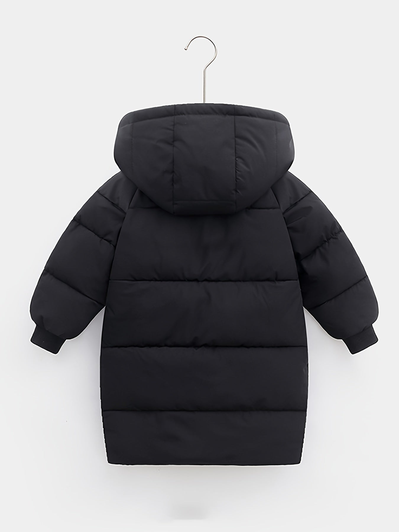 Hooded Jacket Medium Length Warm Zip Up Coat Winter