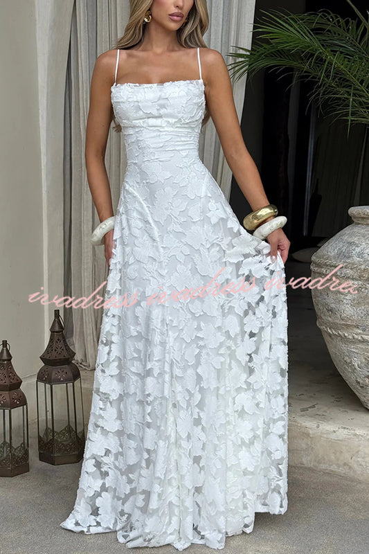 Francis Floral Burnout Jersey Fabric Cowl Neck Back Lace-up Maxi Dress