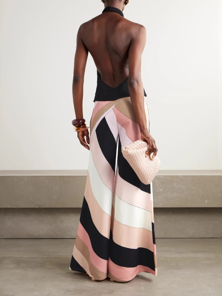 Sexy Halter Backless Printed Jumpsuit