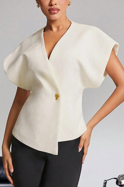 Fashion Button V-neck Asymmetrical Suit Vest
