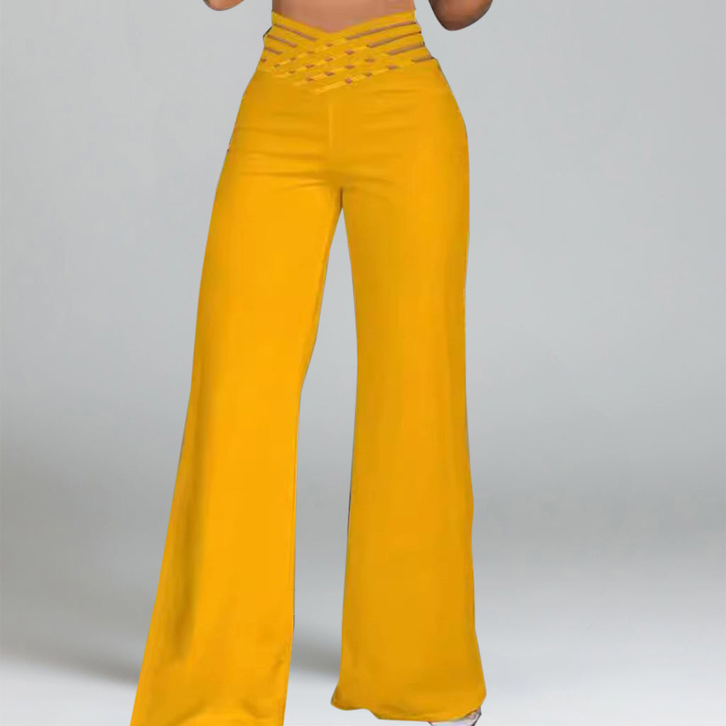 Casual Hollow High Waist Loose Wide Leg Pants