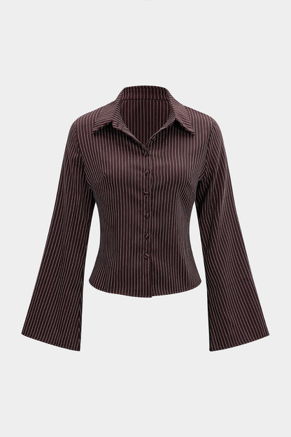 Stripes Print Button Long-Sleeve Shirt