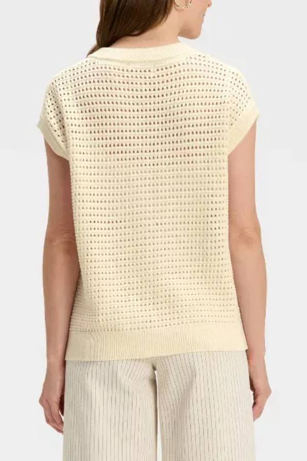 Chaleco de punto pointelle para mujer