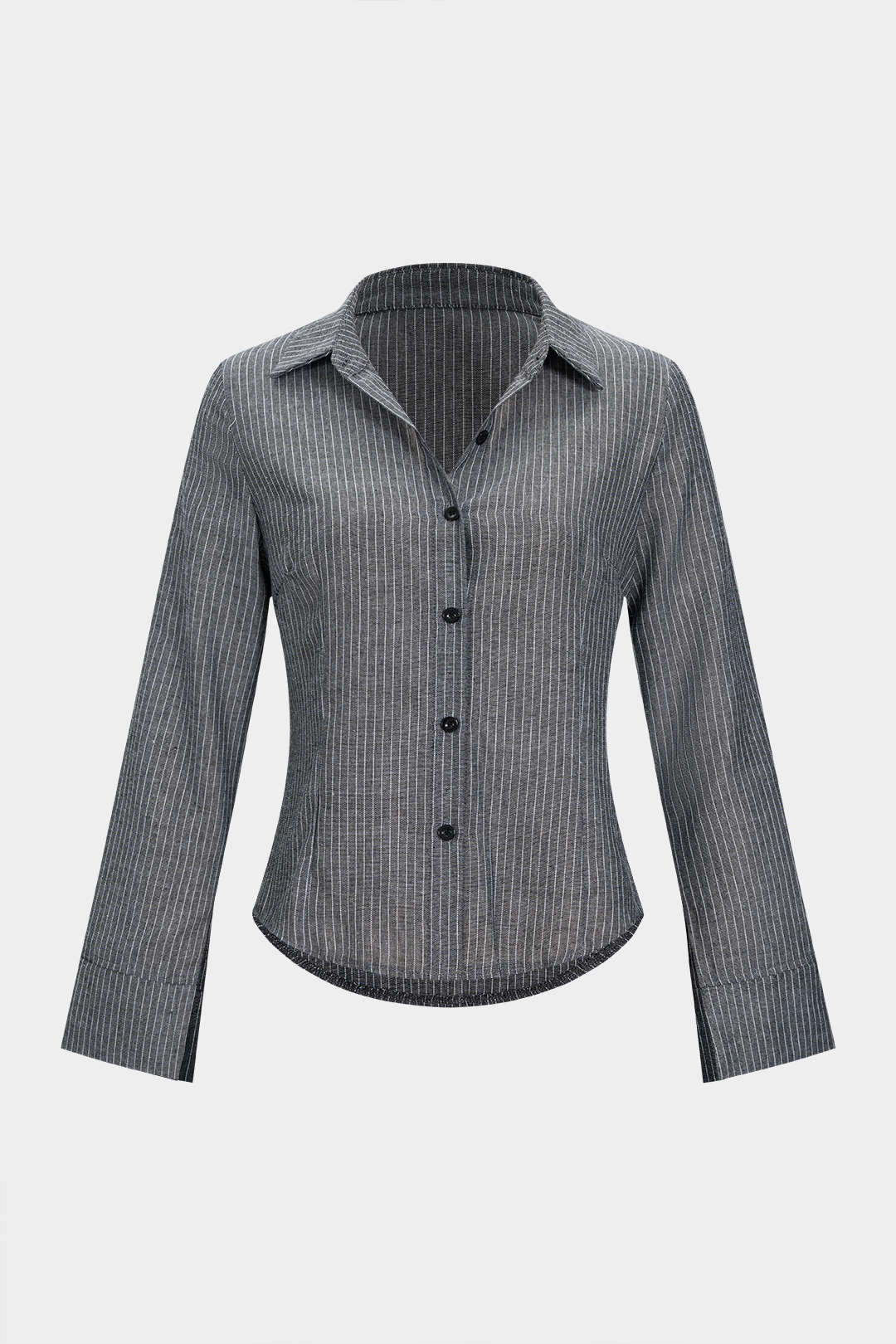 Stripes Print Button Long-Sleeve Shirt