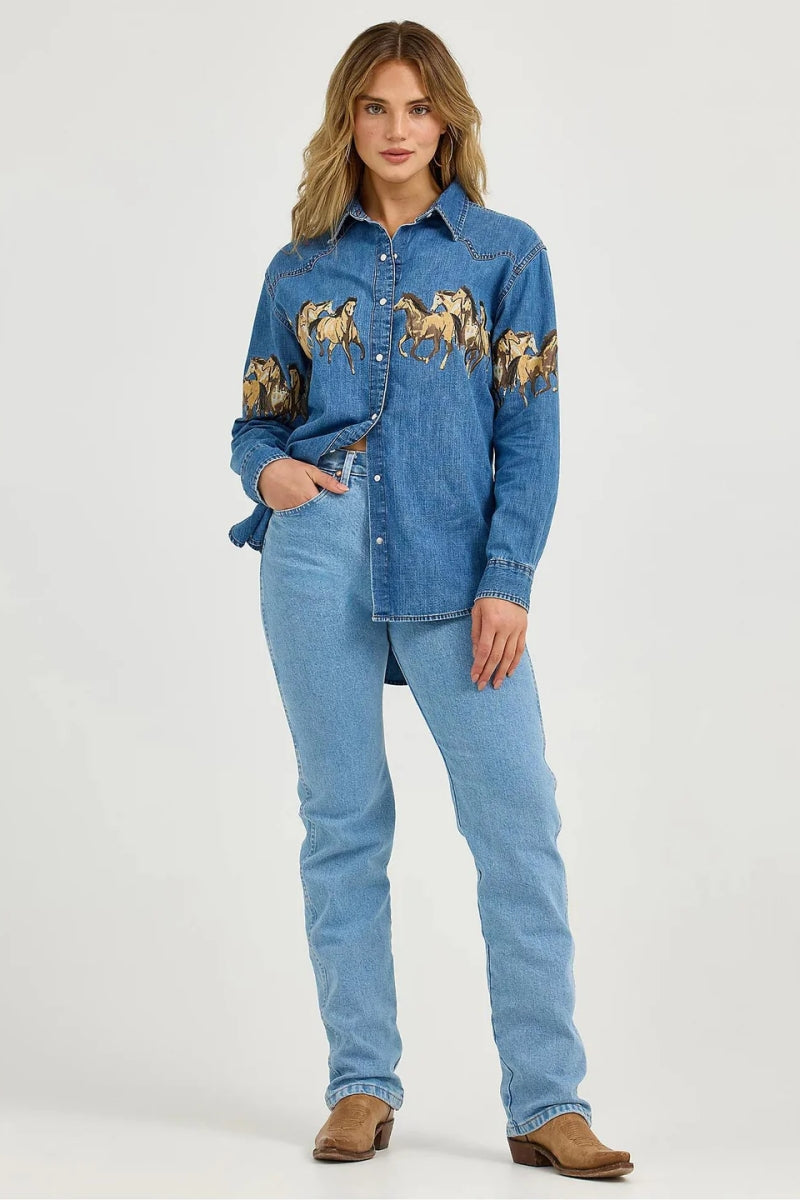 Horses Boyfriend Western Snap Shirt