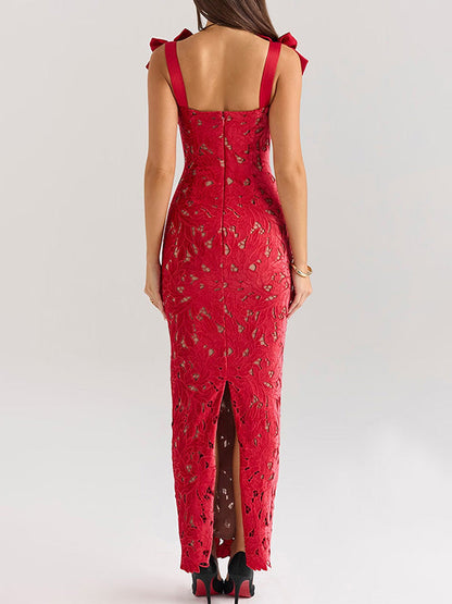 Stylish Elegant Bow Split Dress