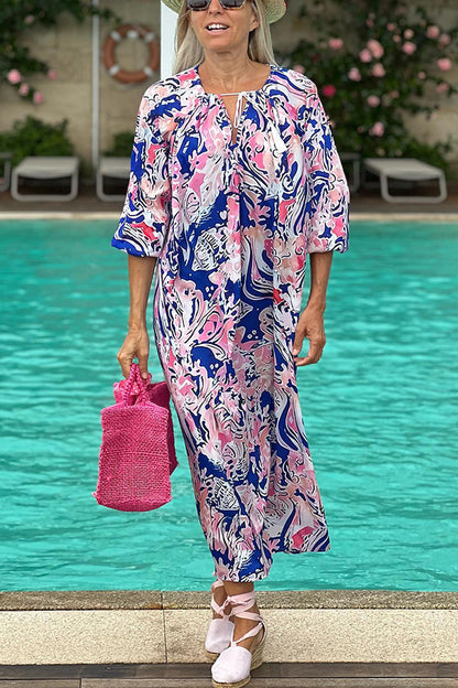 Vestido suelto con mangas tipo capullo