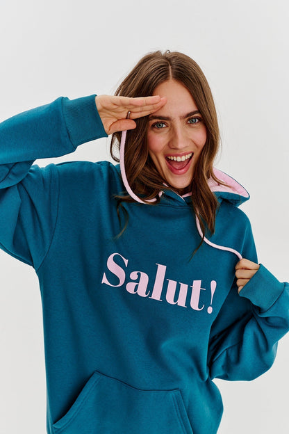 Maison “Salut!” Hoodie | Oversized Fit | Contrast Print