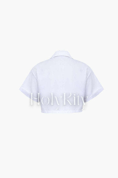 Flap Pocket Twist Hem Shirt