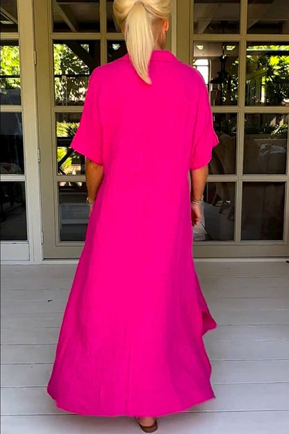 Vestido midi elegante, liso y de media manga 