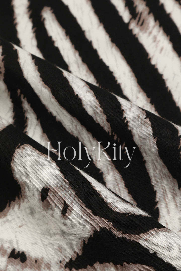 Zebra Stripe Knot Front Crop Top