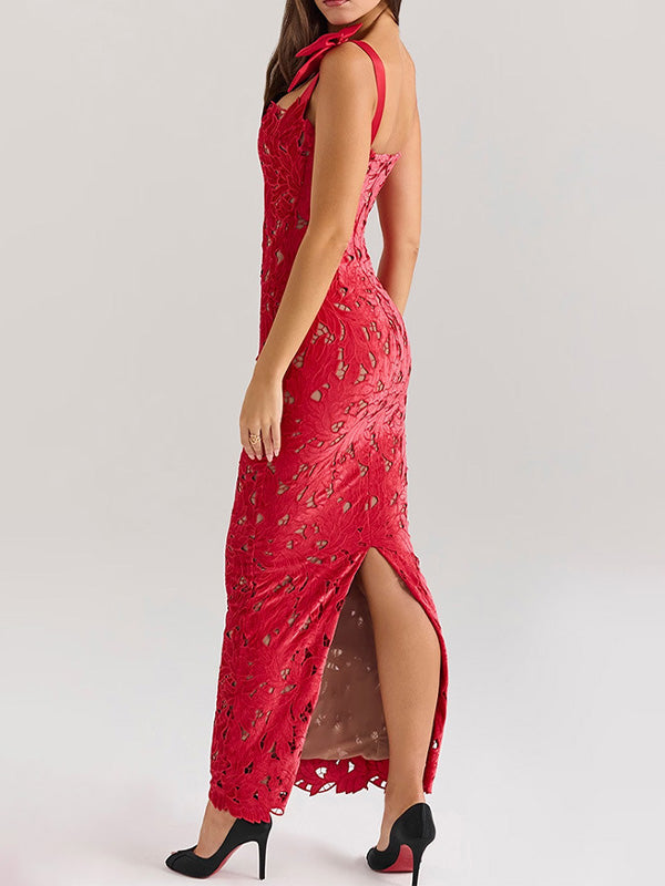 Stylish Elegant Bow Split Dress