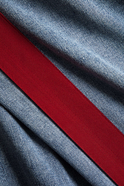 High-Waisted Side Ribbon Denim Pants