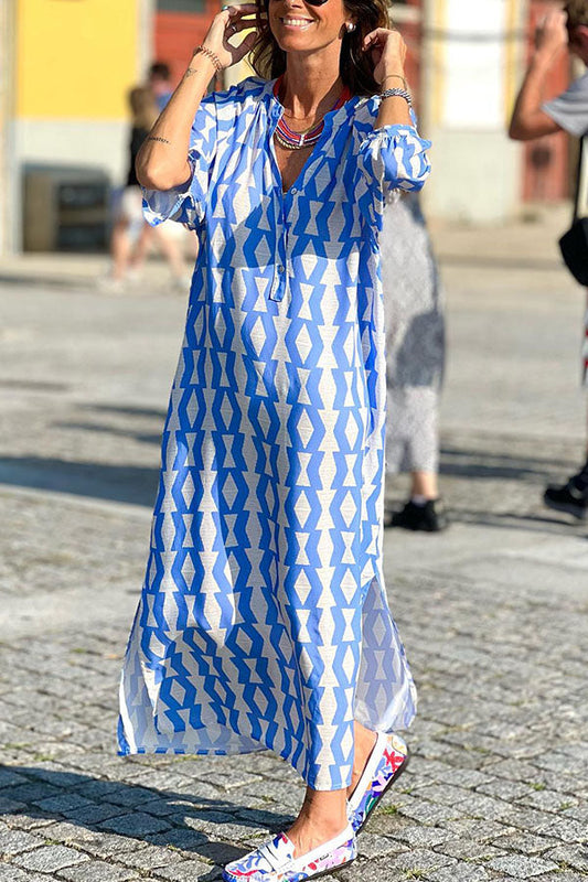 Vestido corto con cuello en V y mangas cortas 