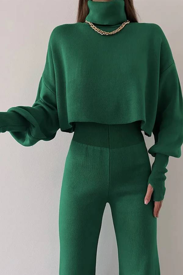 Casual Loose-fitting Long-sleeves Top and Pants Two-piece Set
