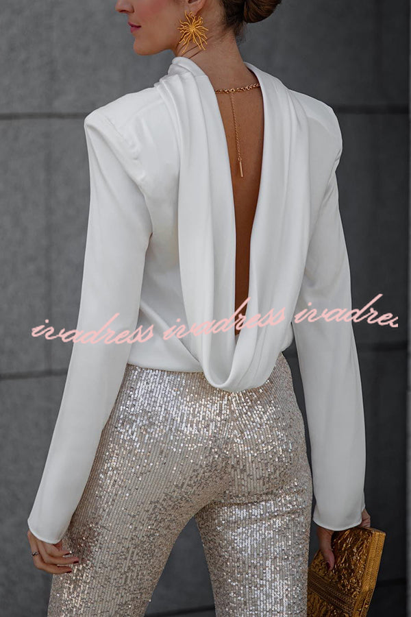 Diva Velvet Sequin High Rise Elastic Waist Flare Pants