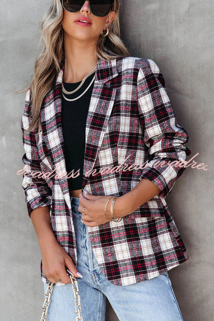 Cabin Cutie Pocketed Plaid Blazer