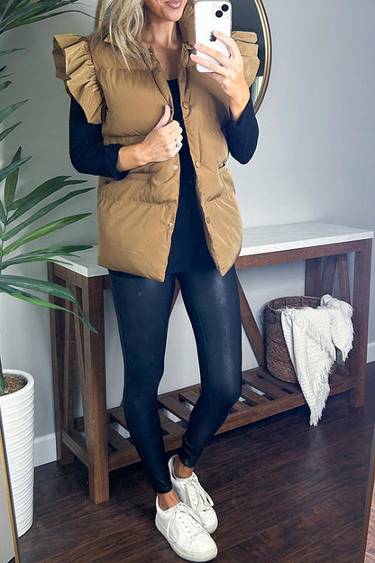 Chaleco con bolsillos y solapa abotonada y mangas con volantes de Remi 