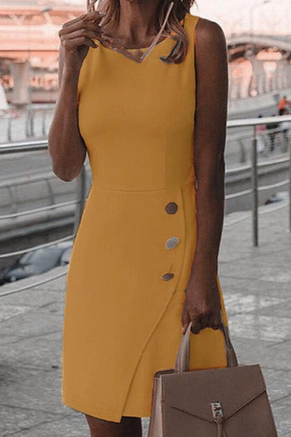 Vestido mini tubo con botones, clásico y elegante 