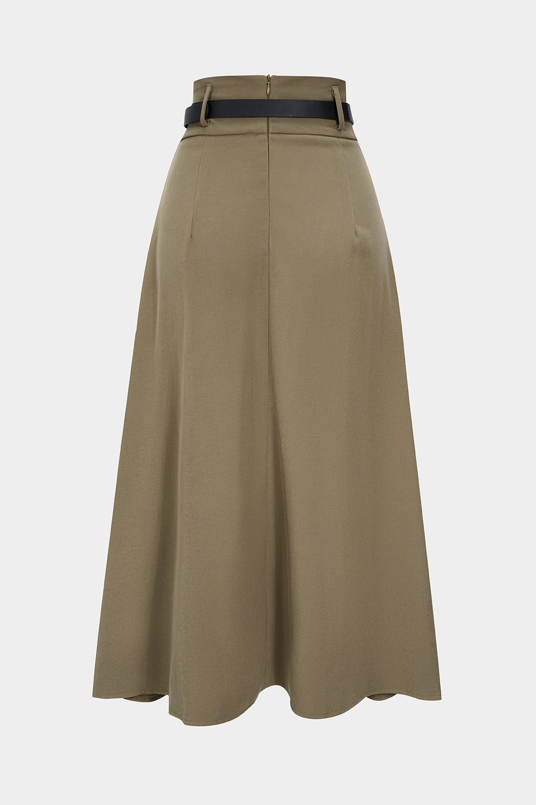 Belted Asymmetrical Ruched High Waist Skirt