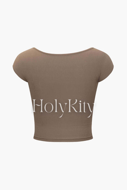 Square Neck Cut Out Crop T-Shirt