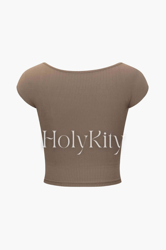 Square Neck Cut Out Crop T-Shirt