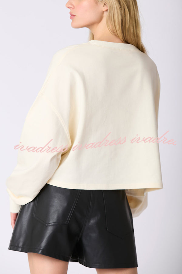 Halloween Skull Sequin Loose Crop Casual Sweatshirt