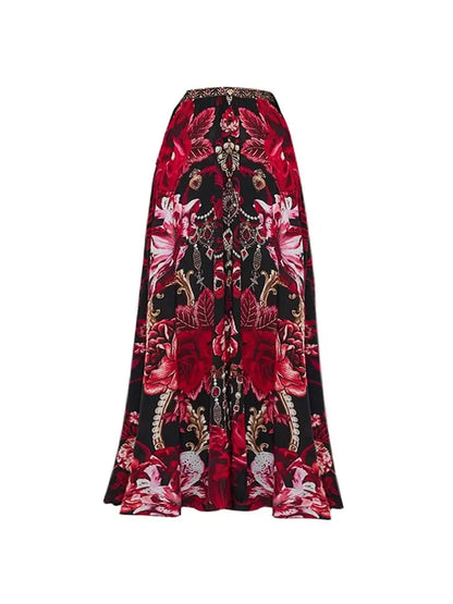 Red Floral Bow Tie Swimsuit Set