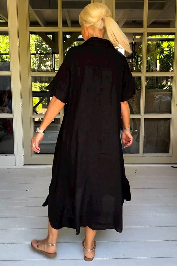 Vestido midi elegante, liso y de media manga 