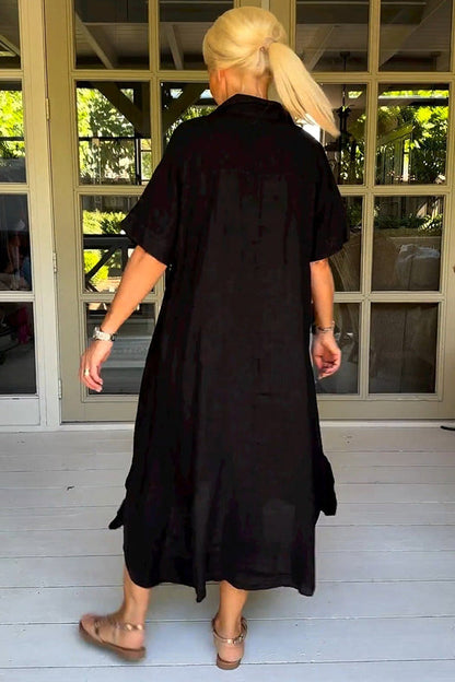 Vestido midi elegante, liso y de media manga 