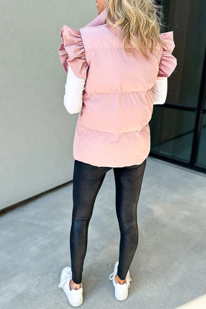 Chaleco con bolsillos y solapa abotonada y mangas con volantes de Remi 