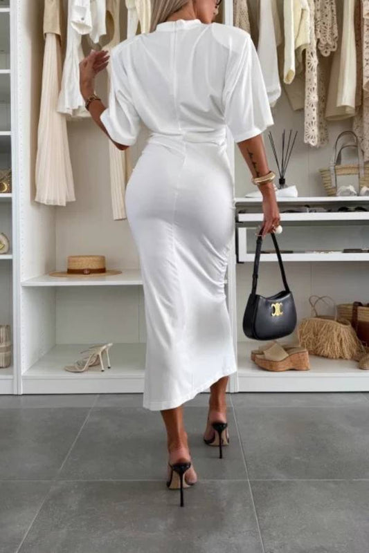 Vestido midi de algodón con aberturas 