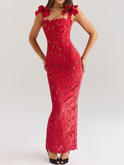 Stylish Elegant Bow Split Dress