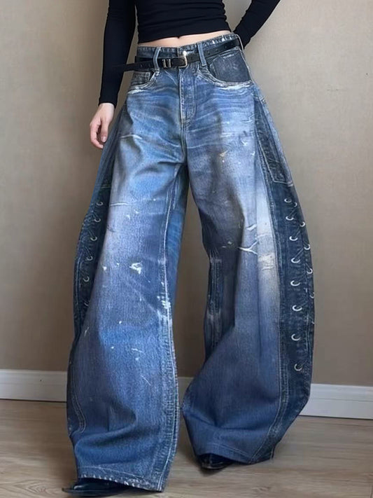 Daily Blue Pocket Western Button Denim Jeans