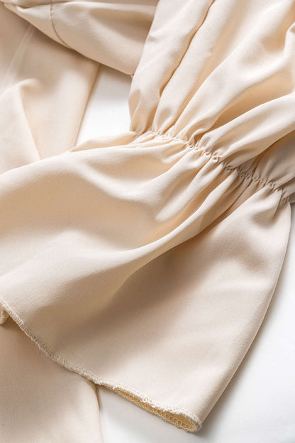 Ruched Ruffle Long-Sleeve Shirt