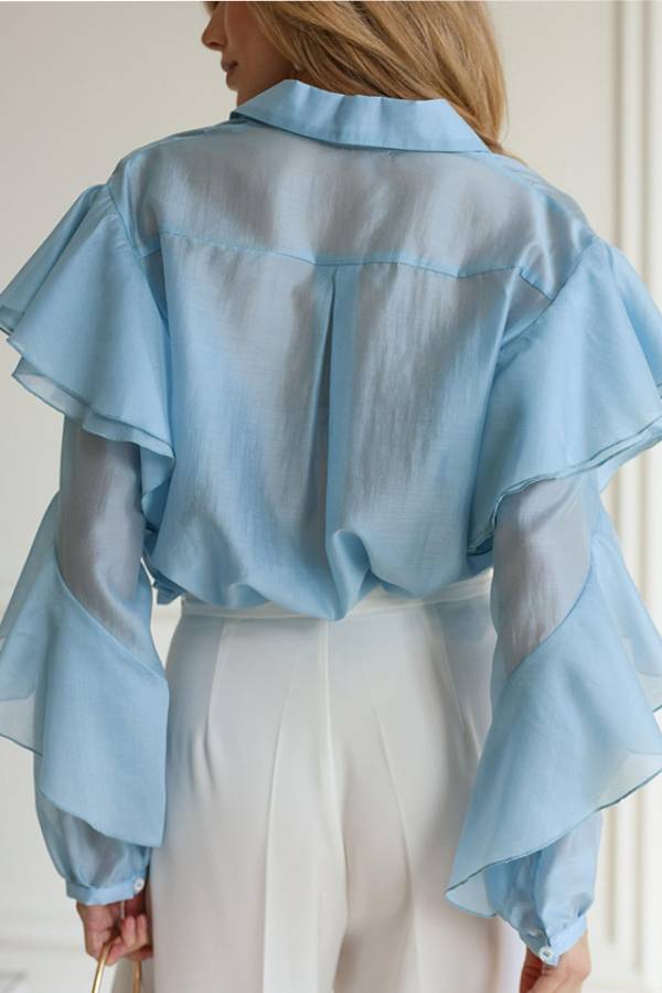 Blusa transparente con volantes 