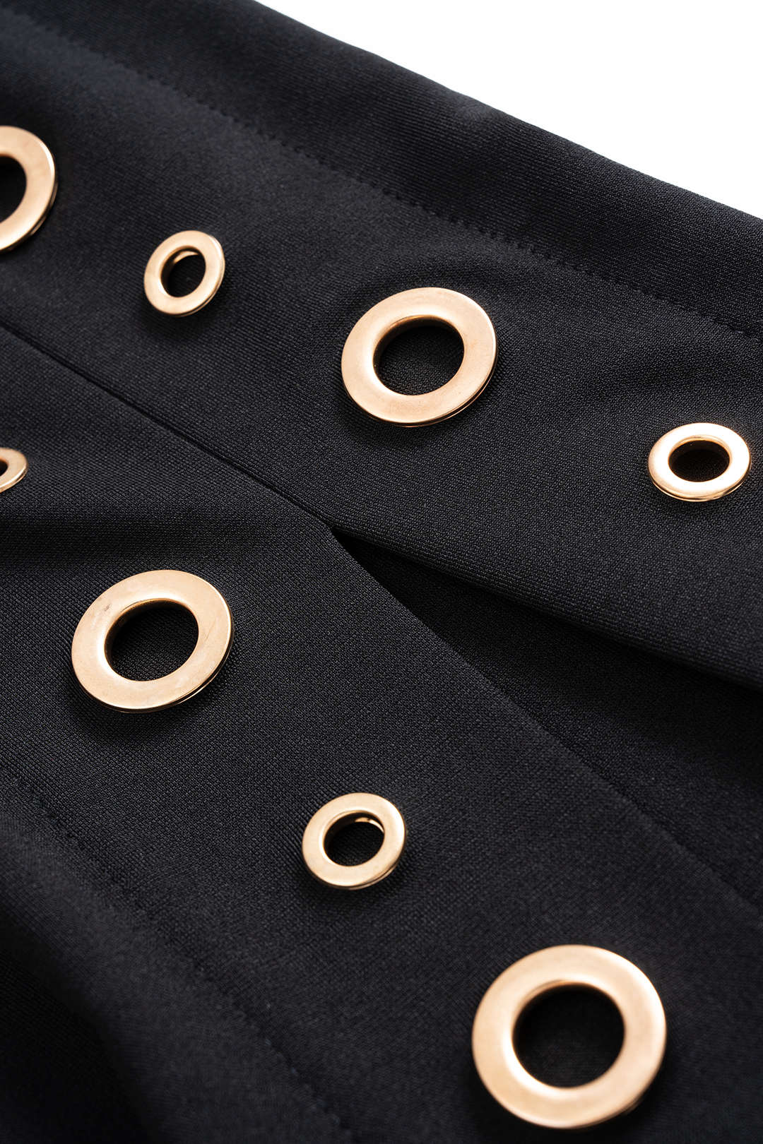 Metallic Eyelet Zipper Sleeveless Midi Dress