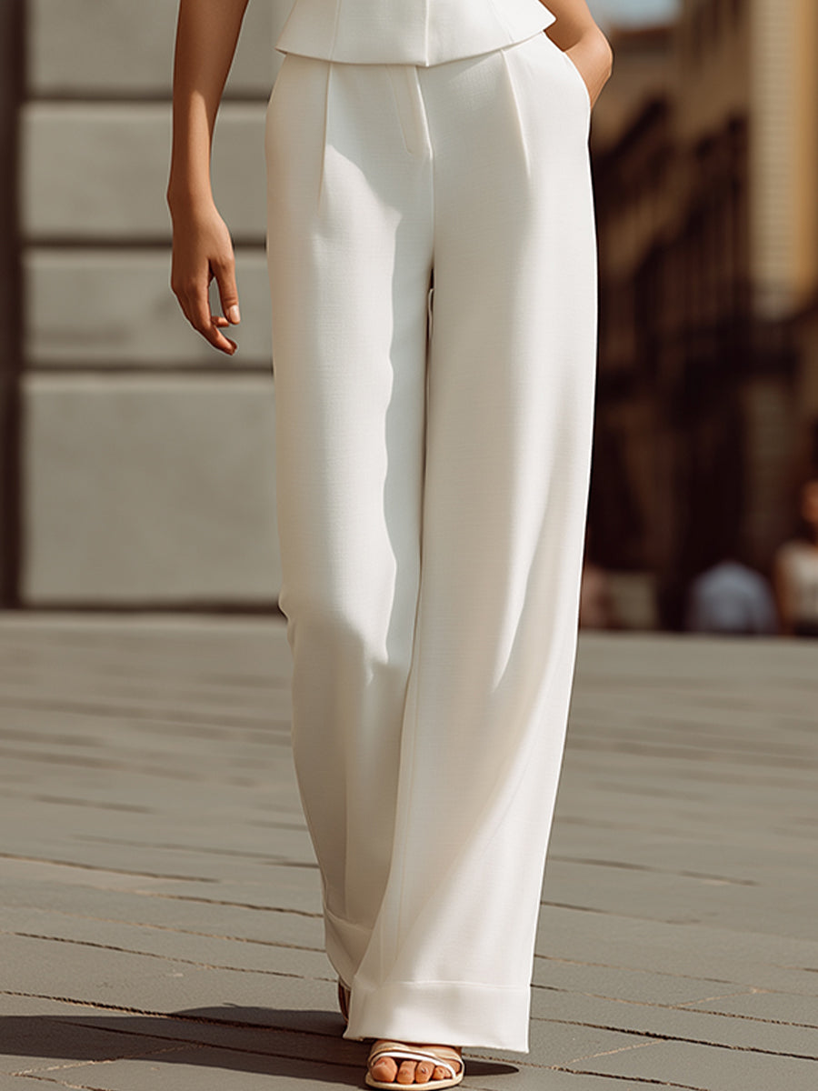 Opulent Halter Vest & Wide-Leg Trouser Two-Piece Set